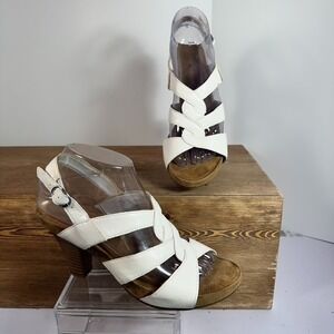 Aerosoles Strappy High Heel Sandals Womens SZ 8 White Coquette Office Siren Y2K